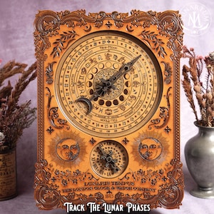 The Lunarium III Moon Phase Clock: Artisan Lunar Calendar & Desktop Timepiece by Lunartum (Golden Smoke)