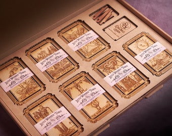 Mini Wood Engraved Tarot Cards - Major Arcana Set with Stands