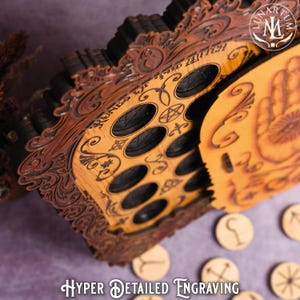 Thirteen Witches Runes Set with Victorian Engraved Cover • Handcrafted Professional Wiccan Pagan Altar Tool image 6