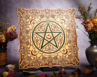 Handgemachte viktorianische Pentagramm Altar Platte – Wicca Dekoration