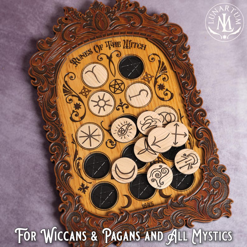 Thirteen Witches Runes Set with Victorian Engraved Cover • Handcrafted Professional Wiccan Pagan Altar Tool image 7