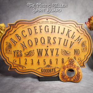 Compact Mystic Talking Board – Handcrafted Victorian Ouija Board with Planchette – Spirit Board Witchy Decor – Occult Divination Altar Tool