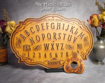 Compact Mystic Talking Board – Handcrafted Victorian Ouija Board with Planchette – Spirit Board Witchy Decor – Occult Divination Altar Tool