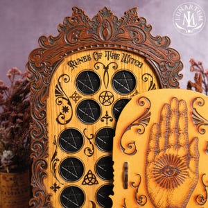 Thirteen Witches Runes Set with Victorian Engraved Cover • Handcrafted Professional Wiccan Pagan Altar Tool image 5