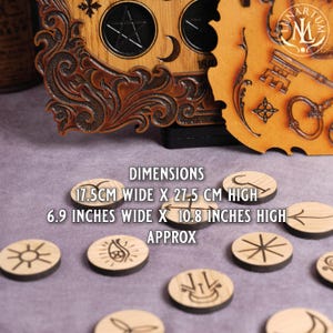 Thirteen Witches Runes Set with Victorian Engraved Cover • Handcrafted Professional Wiccan Pagan Altar Tool image 3