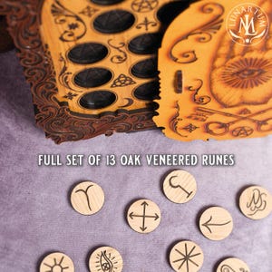 Thirteen Witches Runes Set with Victorian Engraved Cover • Handcrafted Professional Wiccan Pagan Altar Tool image 4