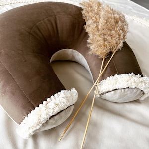 Premium nursing pillow, cuddle pillow, decorative pillow, baby bed, children&#39;s bed - brown velvet waffle