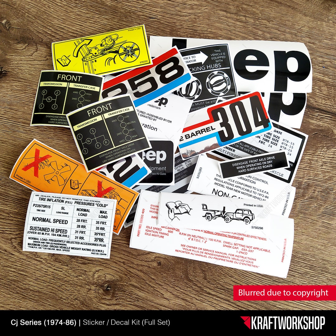 Cj5 Cj7 Cj8 Sticker / Decal Kit full Set Etsy