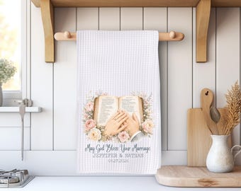 Personalized Wedding Kitchen Towel, 1 Corinthians 13 Bible Verse Tea Towel