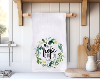 Floral Wreath Christian Kitchen Towel • Scripture Home Decor