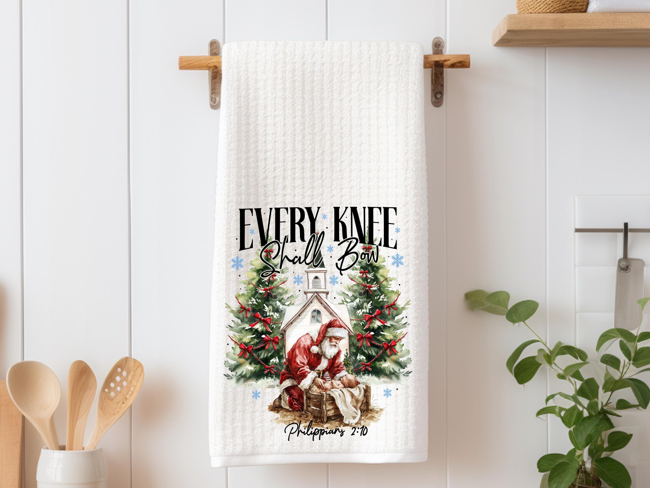 40 Festive Christmas Kitchen Decor Ideas to Spice Up Your Home: Jolly Touches for a Merry Cooking Space 34 Christian Christmas Kitchen Towel, Santa Nativity Scene, Religious…