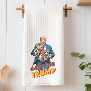 Cats For Trump - Waffle Kitchen Towel - MAGA Trump 2024 - Trending MAGA Kitchen Tea Towel - Funny Trump Kitchen Towel - MAGA Cats Funny Gift