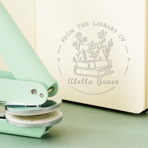 Embosseuse de livre personnalisée - Embosseuse de tampon personnalisée - Embosseuse de bibliothèque - Timbre de la bibliothèque du livre - Embosseuse de papier - Cadeau pour les amoureux des livres