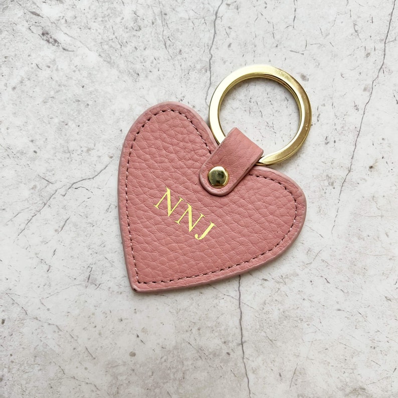 Personalized Green Pebble Leather keychain, Handmade Leather Keychain, Pink
