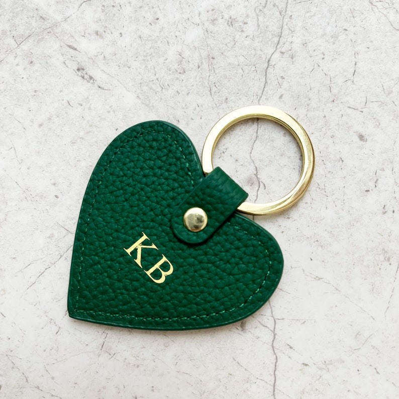 Personalized Green Pebble Leather keychain, Handmade Leather Keychain, Green