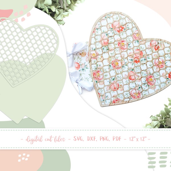 Heart album base digital cut files, layered heart shaped mini album cut files, chicken wire cover cut file, svg png dxf, instant download