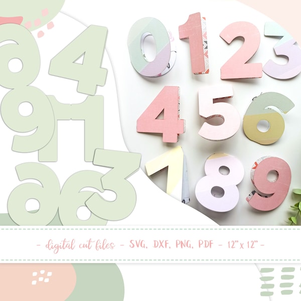 Number shaped cards digital cut files for card making, folded number card bases cut files, svg png pdf dxf, instant download, digital files