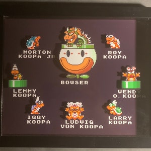 SNES Super Mario World “Bowser and Koopalings” 3D Shadow Box (8 x 10)