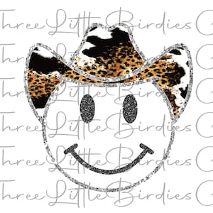 Sublimation Glitter Smiley Cowboy,PNG,Téléchargement numérique instantané,Clipart,Usage personnel,Utilisation commerciale