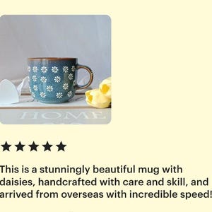 Daisy mug | Cozy coffee cup | Flower cappuccino ceramic mug | Cute daisy pottery| Hand painted tea cup| Tasse céramique| Floral gift for her image 11