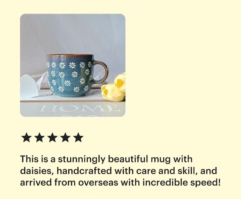 Daisy mug | Cozy coffee cup | Flower cappuccino ceramic mug | Cute daisy pottery| Hand painted tea cup| Tasse céramique| Floral gift for her image 11