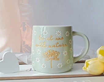Madeliefje koffiemok, theekopje bloemen, keramische mok bloemen, schattige handgeschilderde madeliefje drinkgerei, perfect cadeau voor verjaardag