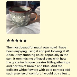 Daisy mug | Cozy coffee cup | Flower cappuccino ceramic mug | Cute daisy pottery| Hand painted tea cup| Tasse céramique| Floral gift for her image 6