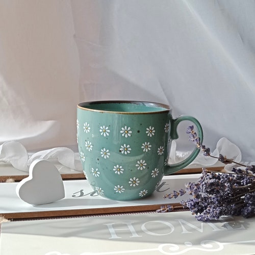 16 Oz Cute Daisy Coffee Mug | Cozy Tea Cup | Oversized Cappuccino Ceramic  Mug | Large Flower Hand Painted Cup | Floral Gift | Gift for Her - Etsy