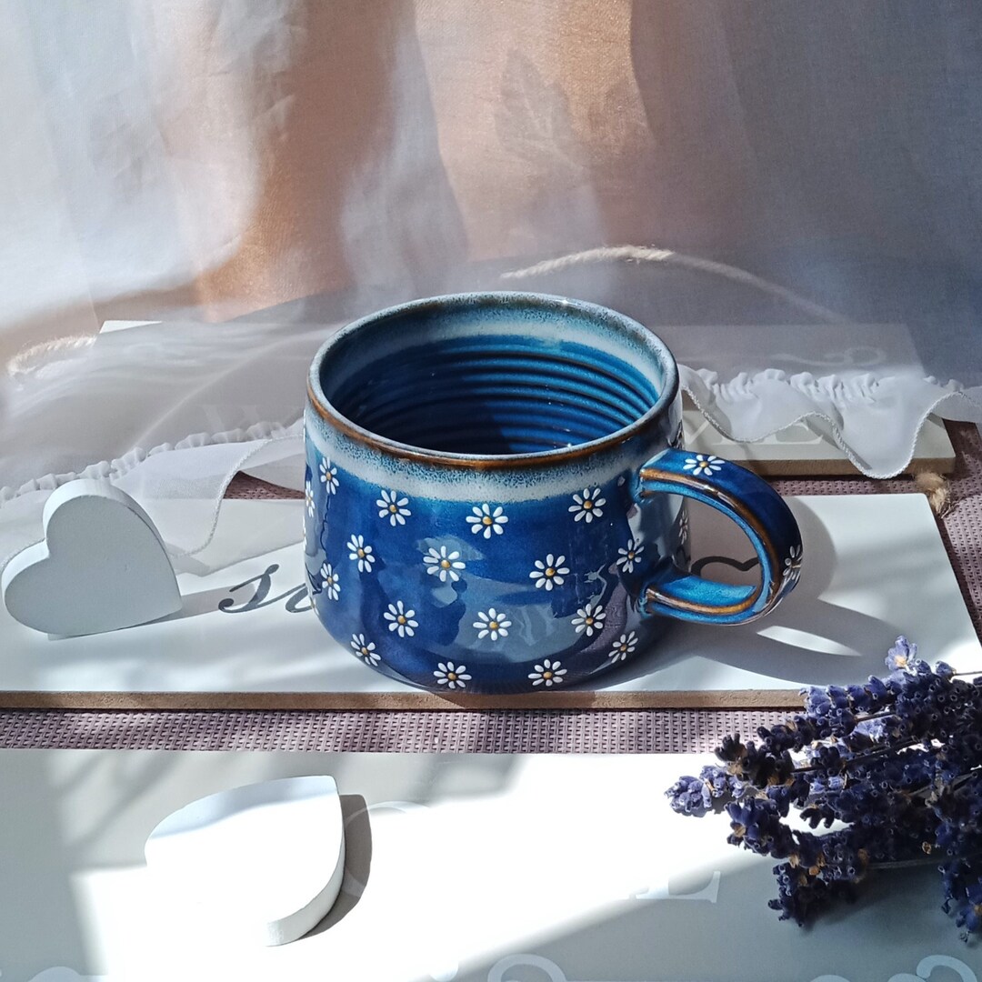 Cute Daisy Ceramic Mug Daisy Cappuccino Cup Daisy Coffee Etsy