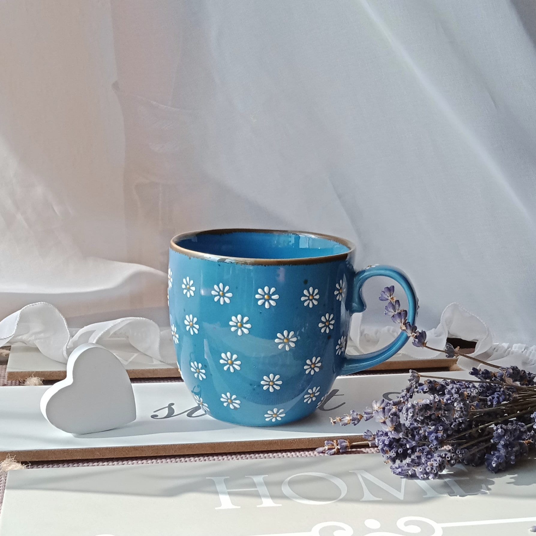 Floral Tea Cups & Saucers Set - Ceramic Coffee Mugs With 3D Embossed Flowers