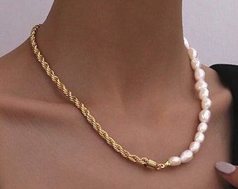 Collar de Perlas de Oro | Collar de perlas de plata | Collar de perlas | de oro Collar de ópalo | delicada | de collar Collar de perlas barroco