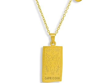 Capricorn Pendant Chain | Capricorn Pendant Gold | Zodiac Sign Neck Chain | Zodiac Sign Jewelry | Necklace with Capricorn as pendant