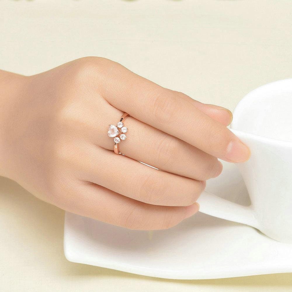 Paw Print Ring White Simulated Diamond in 14k White Gold Plated Sterling  Silver | eBay