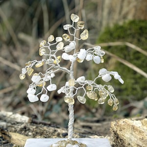 Citrine & White Jade Crystal Gemstone Tree - Handcrafted Crystal Tree - Birthday Gift - Healing Crystals