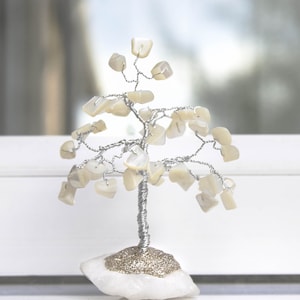 CRYSTAL TREE of Life, GEMSTONE Tree, Anxiety Crystal, Trending Home Décor Prosperity Healing Stone Tree Gift with Snowy Quartz Base