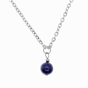 Collar de cristal de lapislázuli, cadena de acero inoxidable, regalo gratis incluido, colgante de piedra curativa, joyería boho, regalo para mujeres