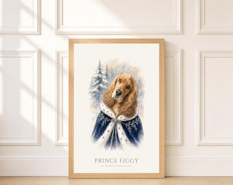 Christmas Cocker Spaniel Portrait from Photo | Personalized Santa Watercolor Dog Print | Christmas Gift for Dog Lovers