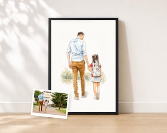 First Day of School Portrait from Photo | Personalized Watercolor School Keepsake Print | Back to School Milestone Gift | Uniform portrait