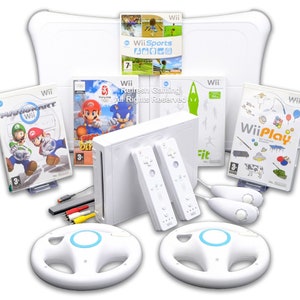 Nintendo Wii Console Bundle With Mario Kart and Wii Fit