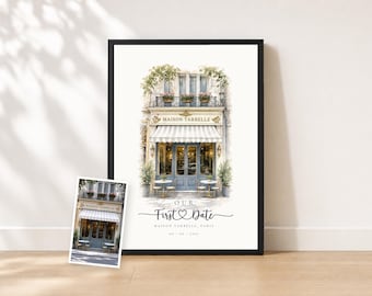 First Date Venue Watercolor Print | Custom Painting from Your Photo | Where We Met Anniversary Gift | Personalized Couple Keepsake