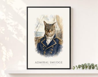 Royal Tabby Cat Portrait from Photo | Personalized Renaissance Watercolor Cat Print | Gift for Cat Lovers
