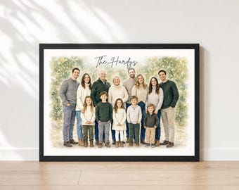 Custom Family Portrait from Separate Photos | 2-12 People Watercolor | Every Face from Its Own Photo | Family Wall Art | Proof First