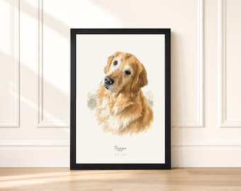 Custom Dog Portrait from Photo | Personalized Watercolor Pet Portrait Print | Dog Mum Dad Gift | Proof Before Printing | A5 A4 A3