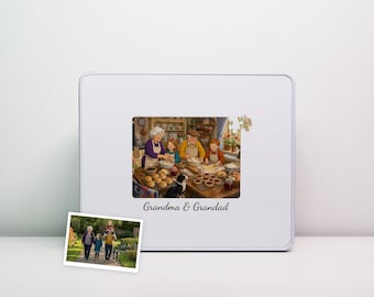 Personalized Grandparents Jigsaw Puzzle from Your Photo | Storybook Watercolor Scene | Keepsake Tin | Gift for Nan and Grandad