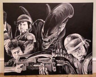 Large Alien Romulus Original Artwork Painting One of a Kind!