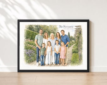 Gift for Grandma & Grandad | Custom Family Portrait from Separate Photos | 2-12 People Watercolor | Gift for Nana | Proof First