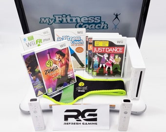 Nintendo Wii Console - Ultimate Fitness Bundle & Home Workout Solution! Zumba, Wii Fit Plus, Just Dance 1 2 3 Refurbished