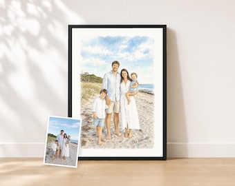 Custom Watercolor Family Portrait from Photo | Personalized Painting Print | Proof Before Printing | Birthday Anniversary Gift | A5 A4 A3