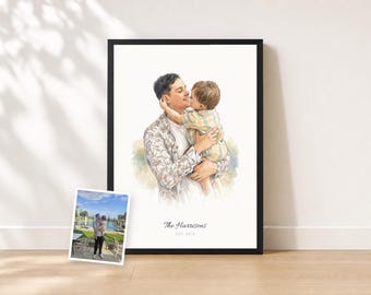 Custom Watercolor Portrait DIGITAL DOWNLOAD | Personalized Printable Portrait from Photo | Proof Before Delivery | Family Couple Pet