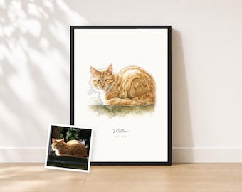 Custom Cat Portrait from Photo | Personalized Watercolor Cat Painting Print | Cat Lover Gift | Proof Before Printing | A5 A4 A3
